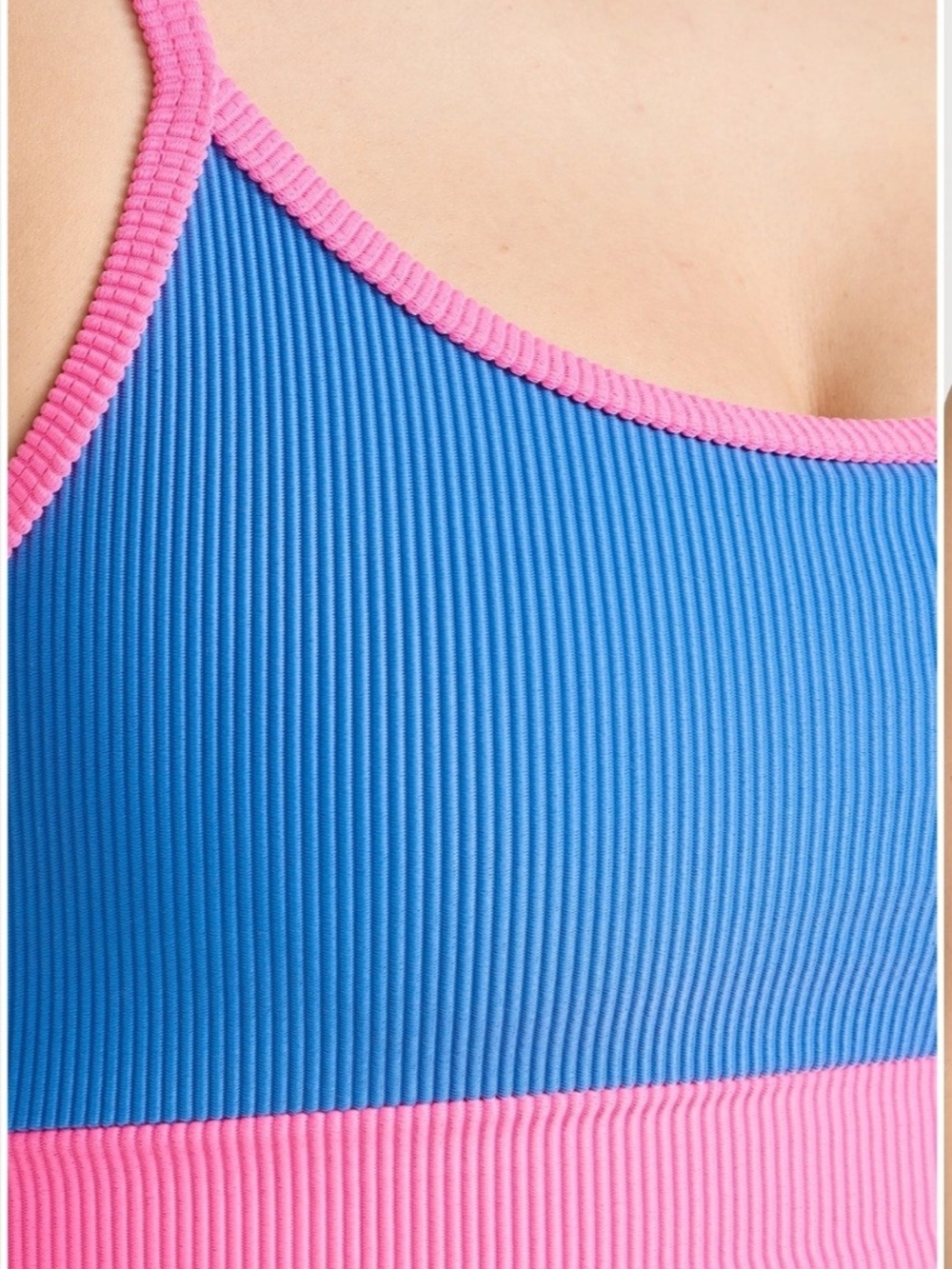 Beach Riot Blue Pink Yellow Ribbed Colorblock Bralette - Picture 4 of 7
